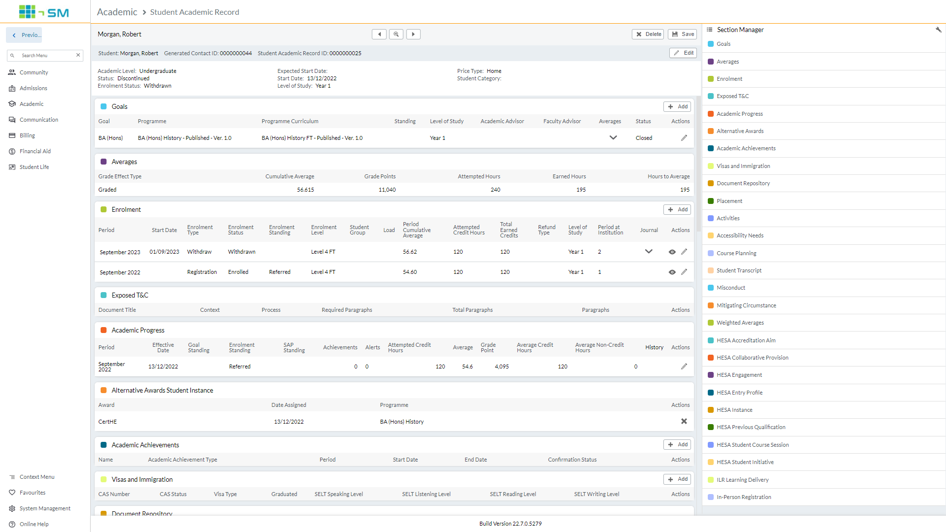 SM_Academics Module Screenshot